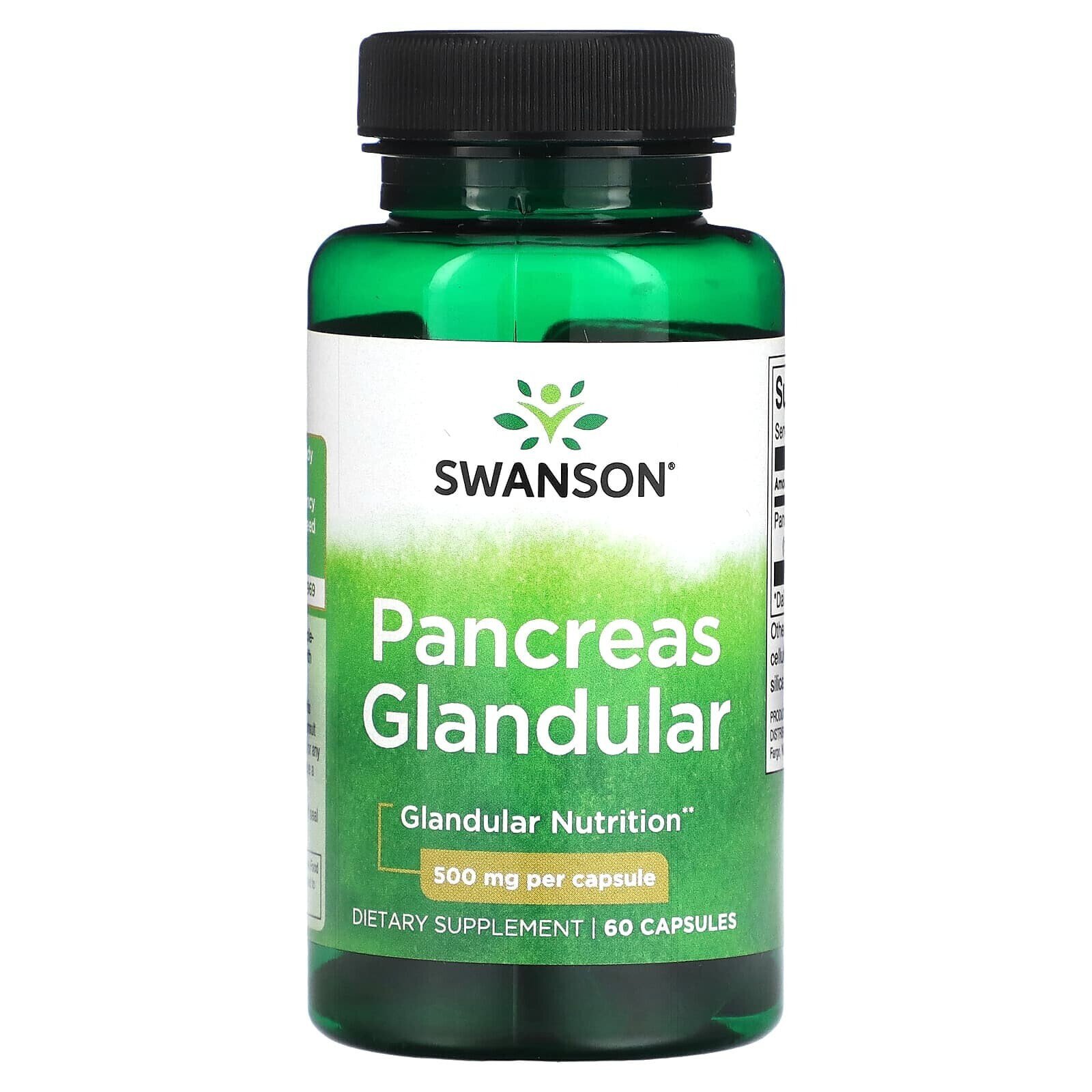 Pancreas Glandular, 500 mg, 60 Capsules