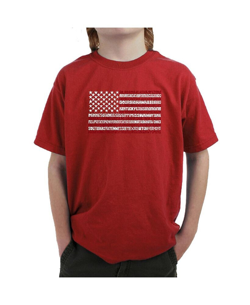 LA Pop Art big Boy's Word Art T-shirt - 50 States USA Flag