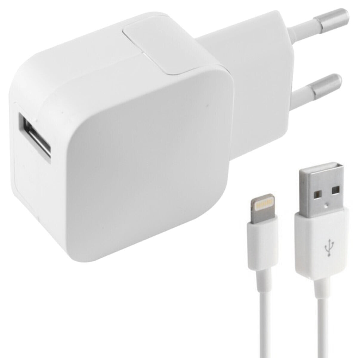 Зарядное для розетки + Кабель для быстрой зарядки Lightning FMI KSIX Apple-compatible 2.4A USB iPhone