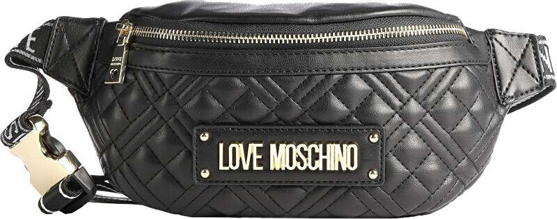 Женская поясная сумка LOVE MOSCHINO логотип бренда спереди, основной просторный карман, регулируемый ремешок с пряжкой.