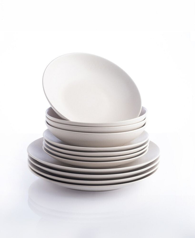 Stone Lain porto by Semplice Stoneware Full Dinnerware Set, 12 Pcs, Service for 4
