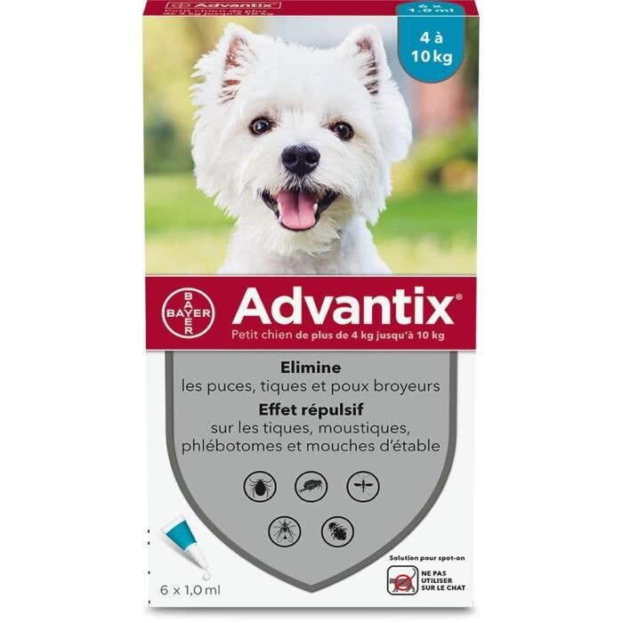 Антипаразитарные пипетки ADVANTIX 6 - для маленьких собак от 4 до 10 кг