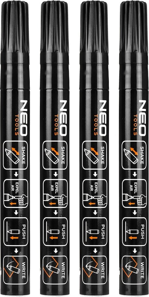 Neo Marker budowlany gruby, czarny, permanentny, wodoodporny, lakierowy, aluminiowy, 4 szt