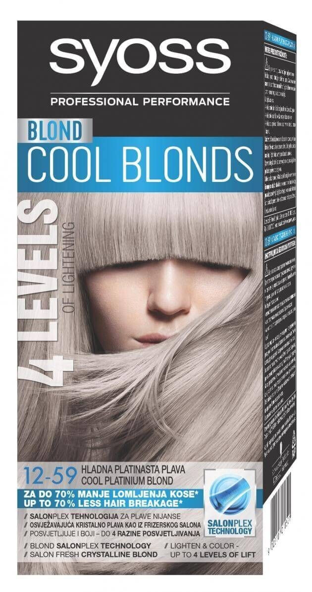 Syoss 4 Levels Cool Blonds Hair Color 12-59 Cool Platinum Стойкая краска для волос, оттенок холодный платиновый блонд