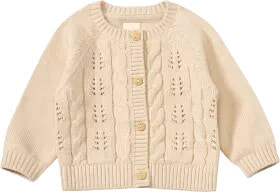 Strickjacke mit Ajour-Muster, beige, Gr. 62, 1 St