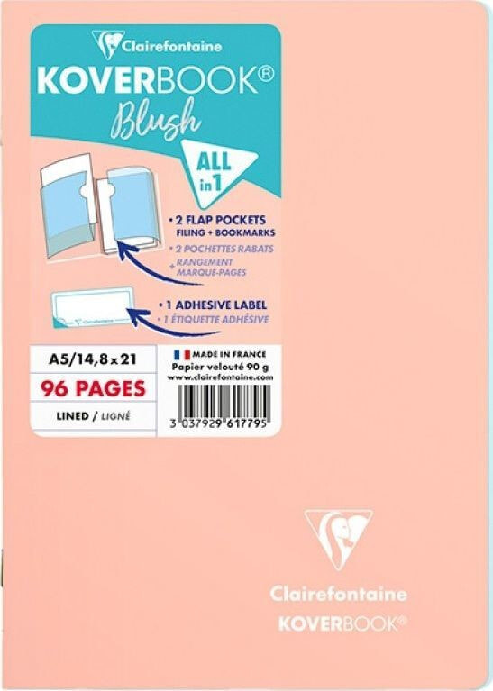 Школьный блокнот Clairefontaine Zeszyt CLAIREFONTAINE Blush, A5, w linię, 48 kart., 14,8x21cm, koralowo-niebieski