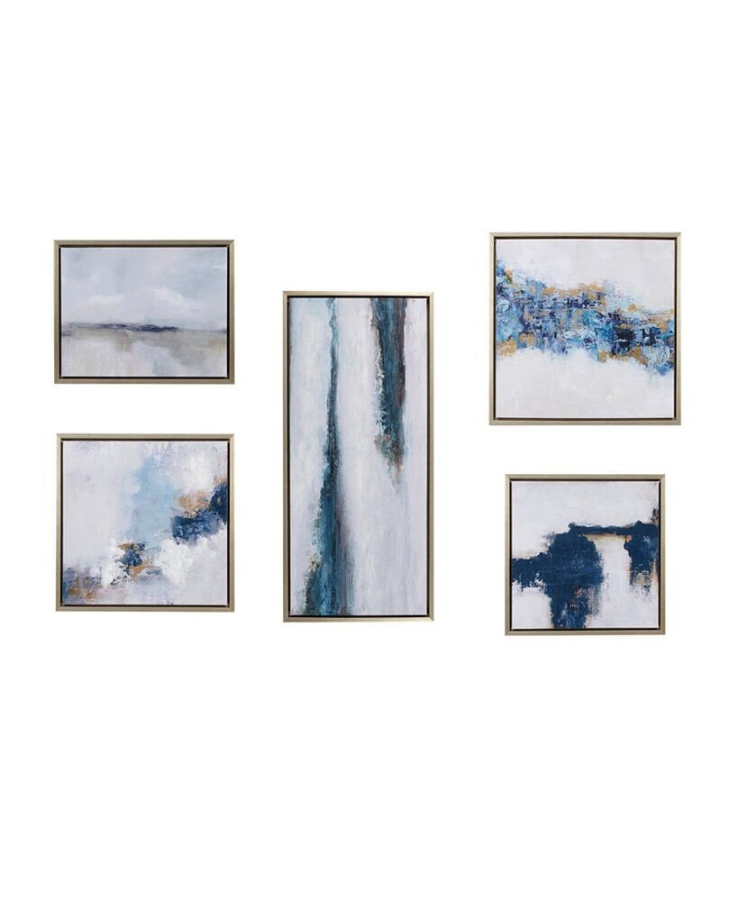 Drift 5 Piece Framed Embellished Canvas Gallery Set