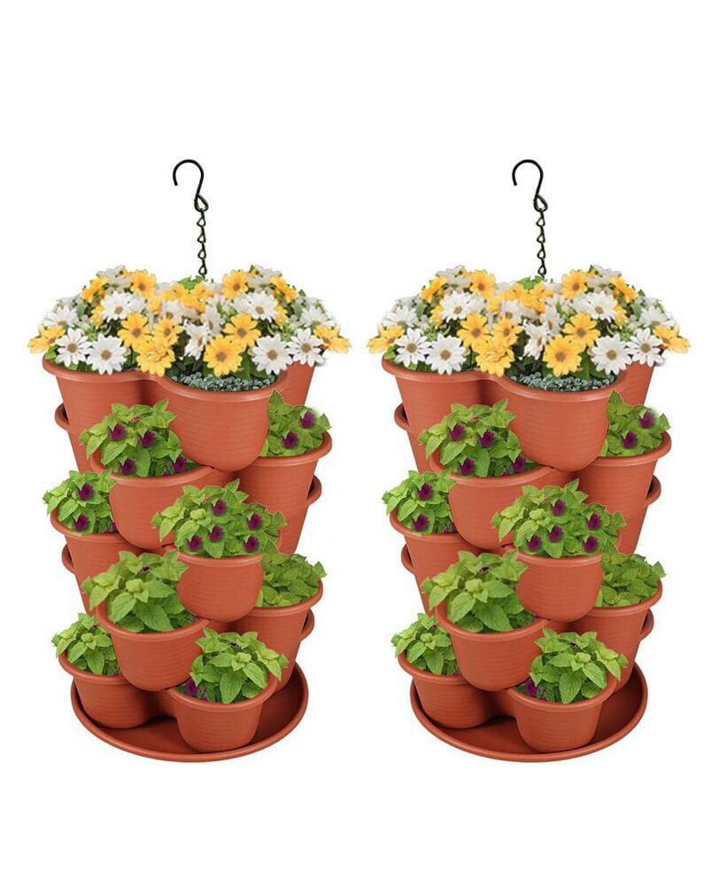 Aoodor 2-Pack of 5-Tier Stackable Planter Vertical, Planters 15'' x 22.8''