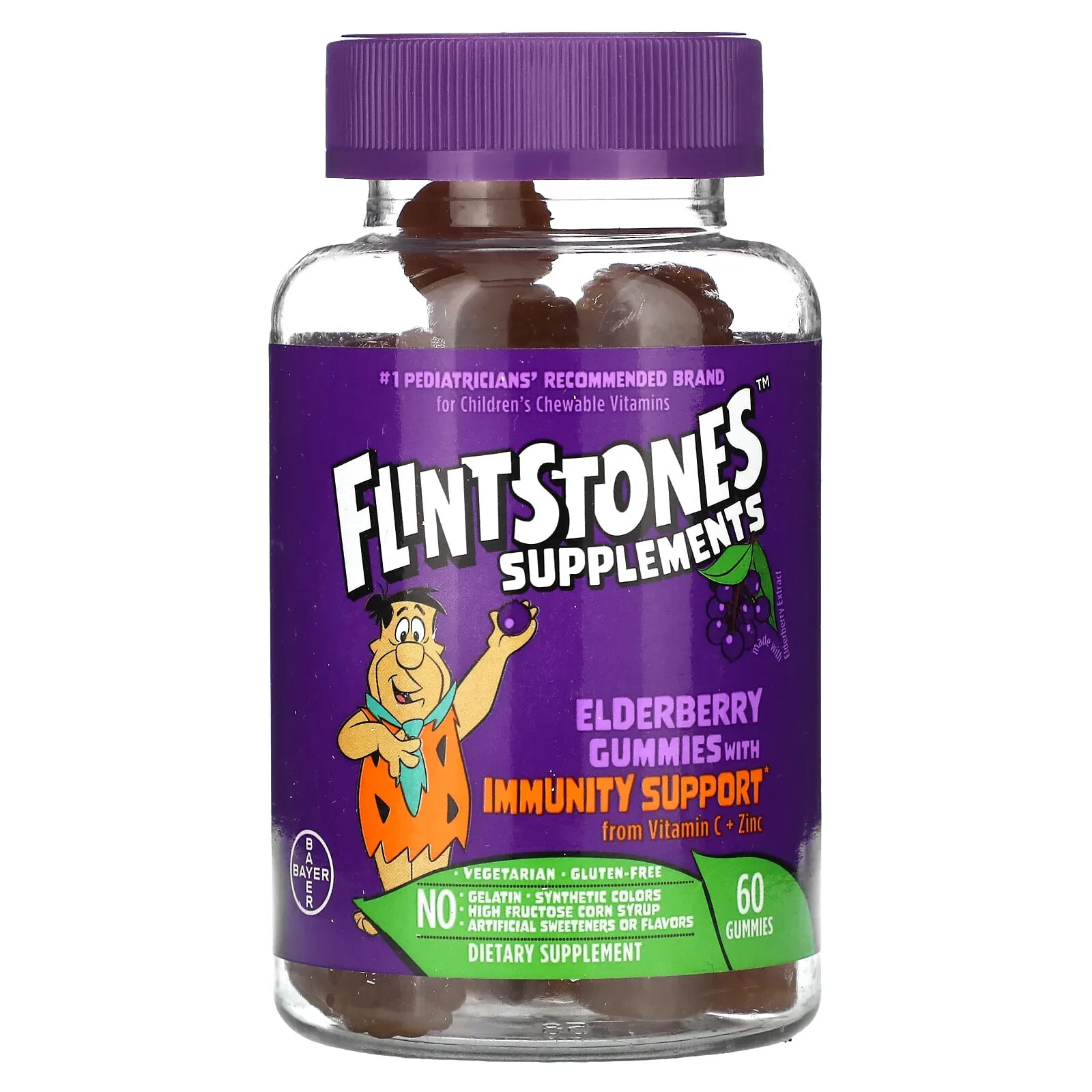 Flintstones, Жевательные мармеладки с бузиной для поддержки иммунитета, 60 жевательных таблеток