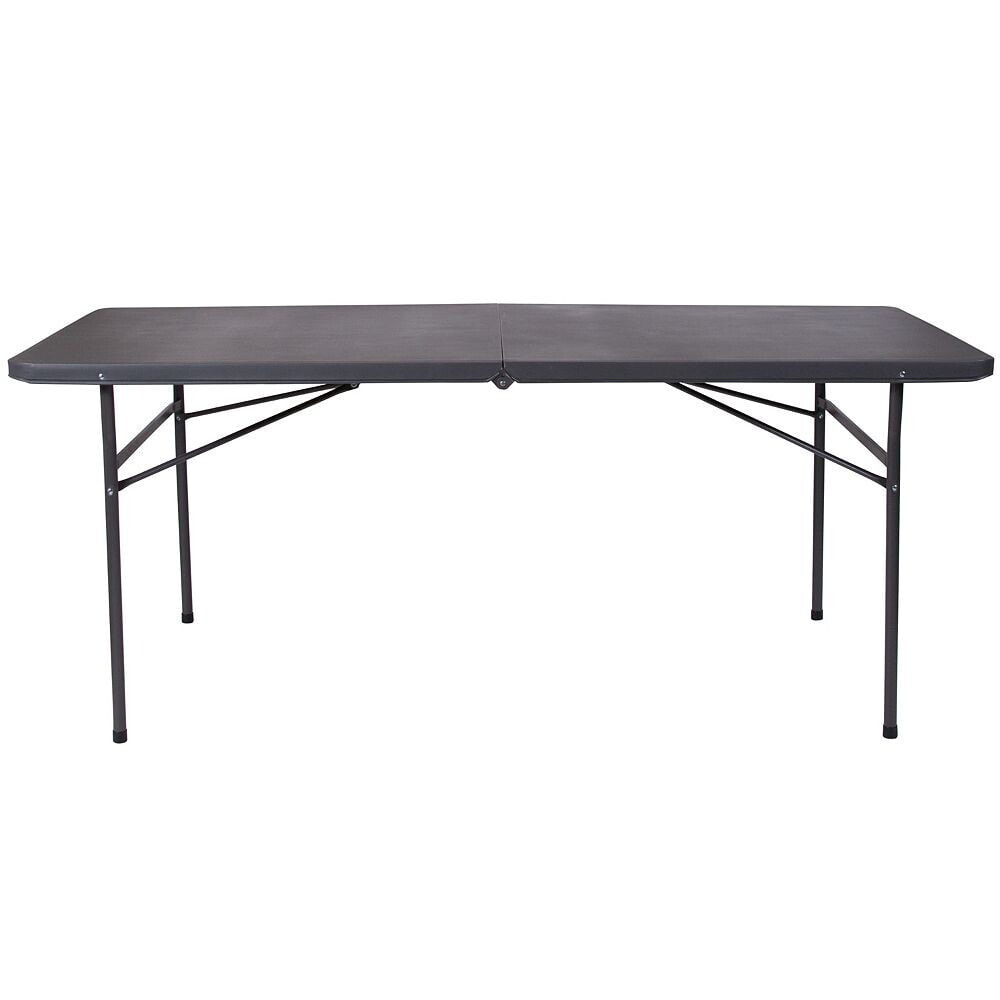 Flash Furniture 30''W X 72''L Bi-Fold Dark Gray Plastic Folding Table With Carrying Handle