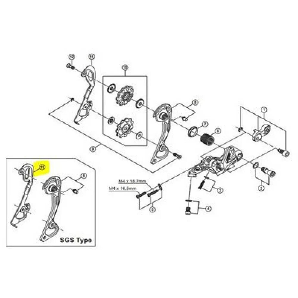 SHIMANO XTR M980/985/986 SGS 10s Interior Pulley Carrier