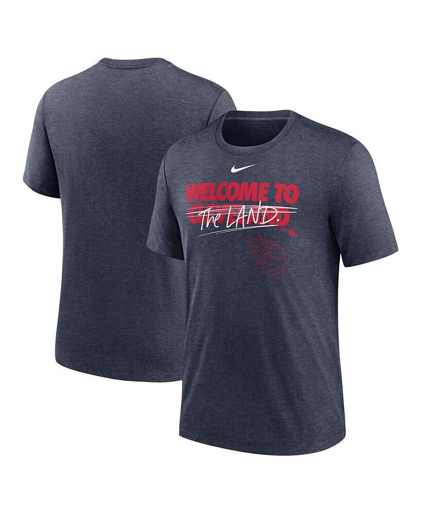 Nike men's Heather Navy Cleveland Guardians Home Spin Tri-Blend T-shirt