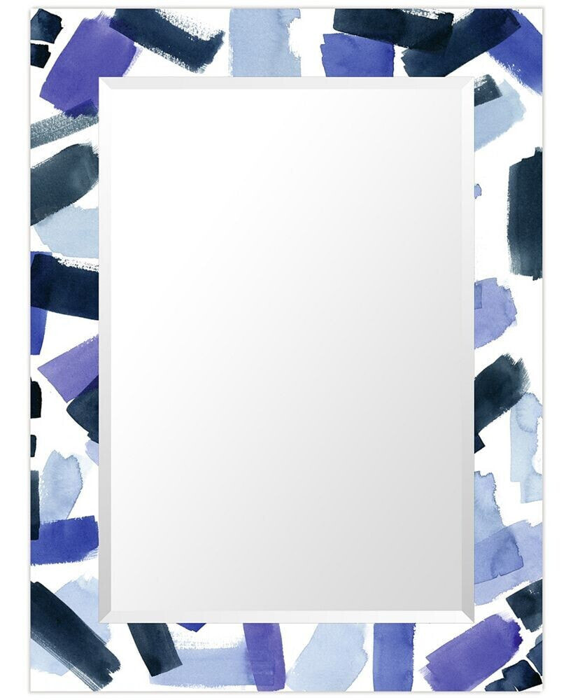 Empire Art Direct 'Cerulean Strokes' Rectangular On Free Floating Printed Tempered Art Glass Beveled Mirror, 40