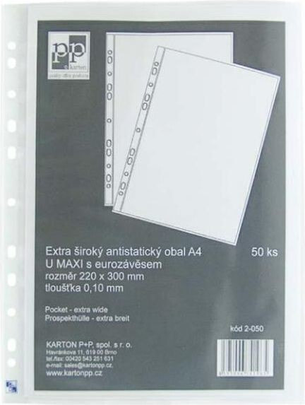 Carton P + P Crystalline document sleeve Maxi A4 100mic. 50 pcs.