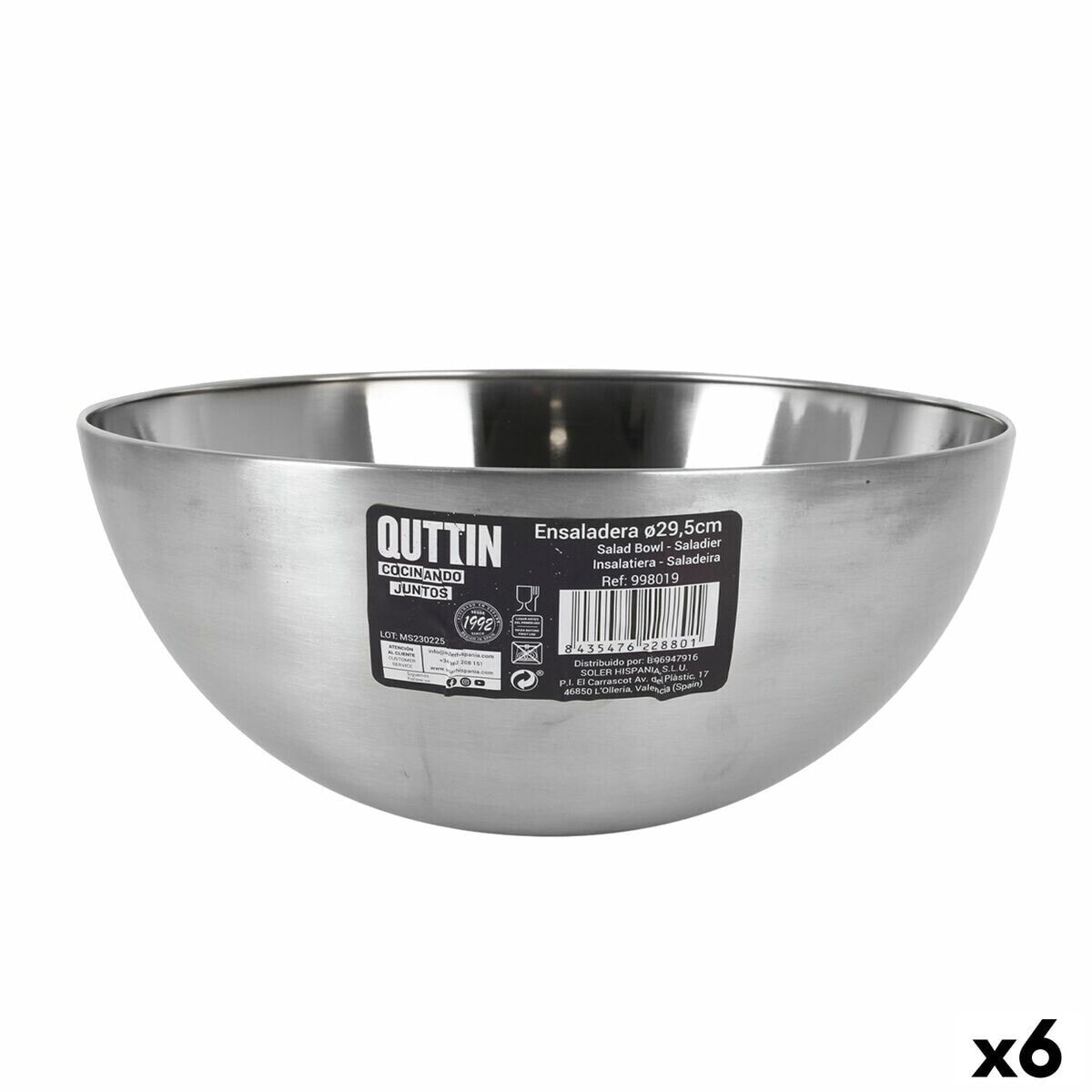 Salad Bowl Quttin Silver Ø 29,5 cm Steel (6 Units)
