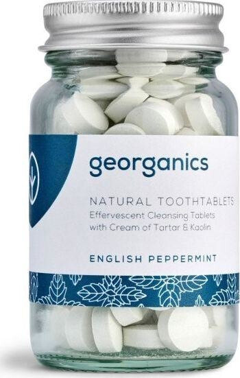 Georganics Natural Toothtablet English Peppermint Натуральные органические таблетки для чистки зубов с перечной мятой Без фтора и сульфатов  120 таблеток