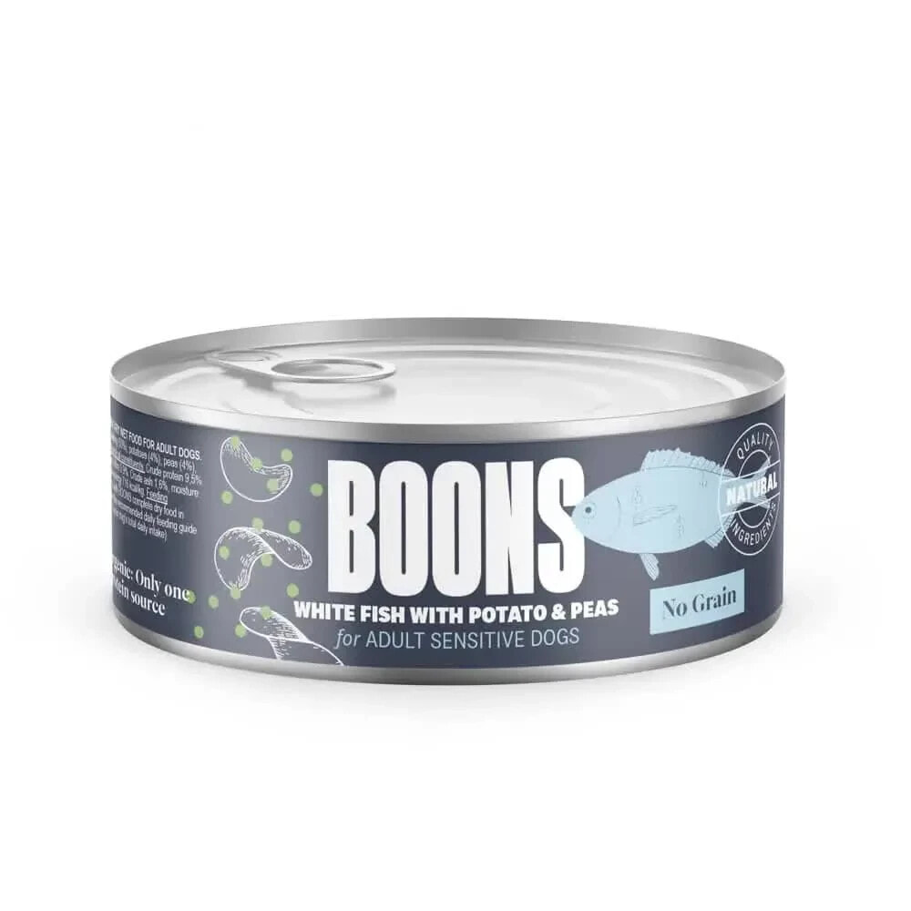 BOONS Adult White Fish Potato Peas 185g Dog Snack 10 Units