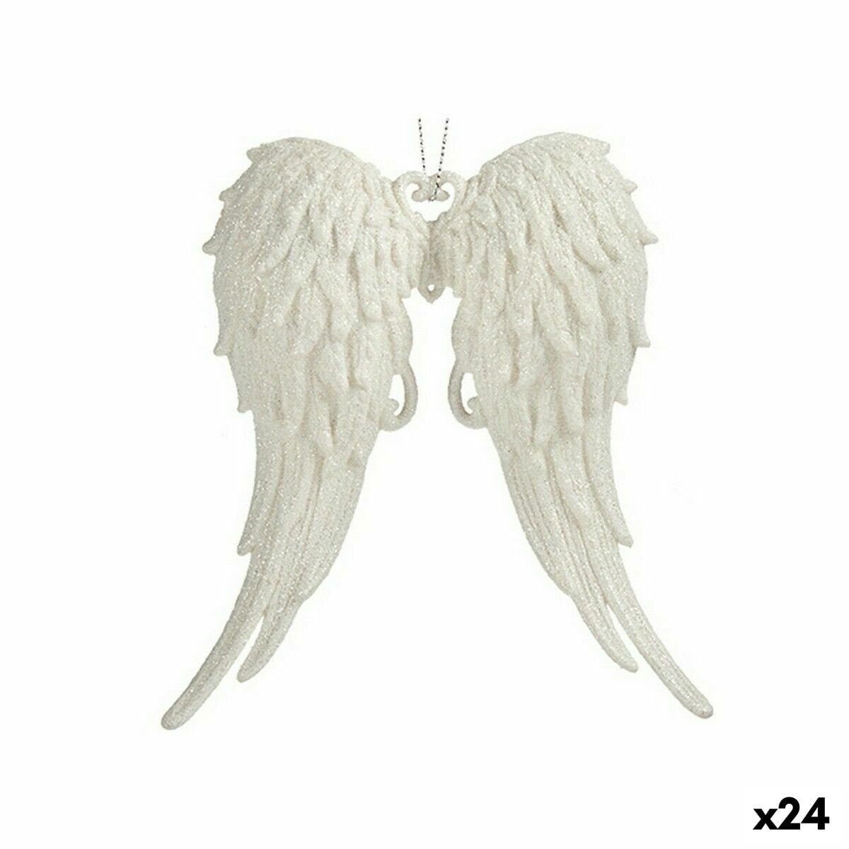 Новогоднее украшение Крылья ангела Белый Пластик Пурпурин 13 x 14,5 x 2,5 cm (24 штук)