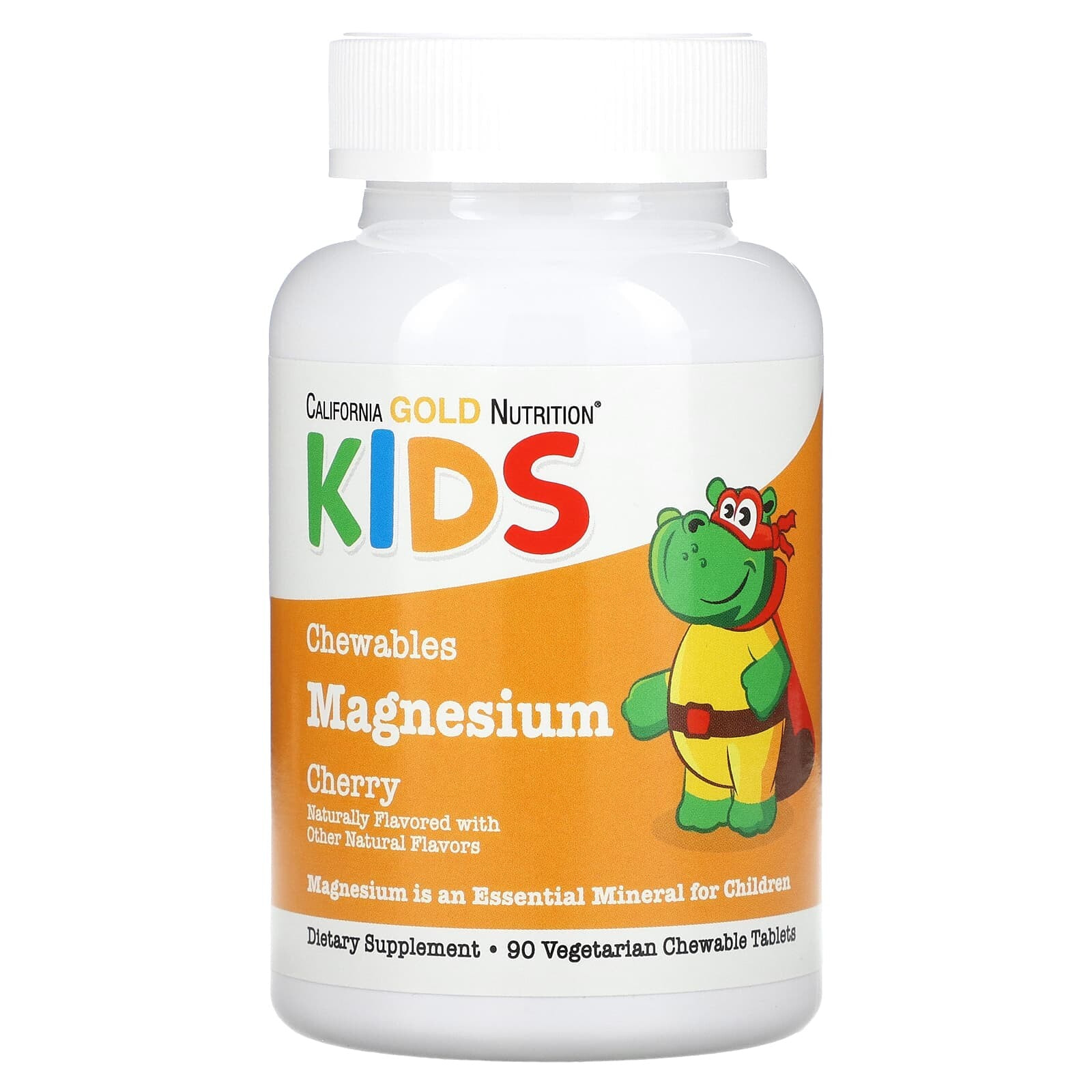 California Gold Nutrition, Жевательные таблетки с магнием для детей, вишневый вкус, 90 вегетарианских таблеток