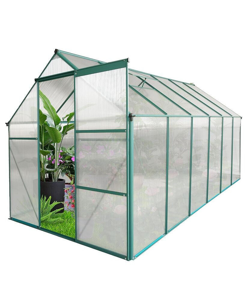 Mondawe 6x12 FT Polycarbonate Greenhouse Raised Base and Anchor Aluminum