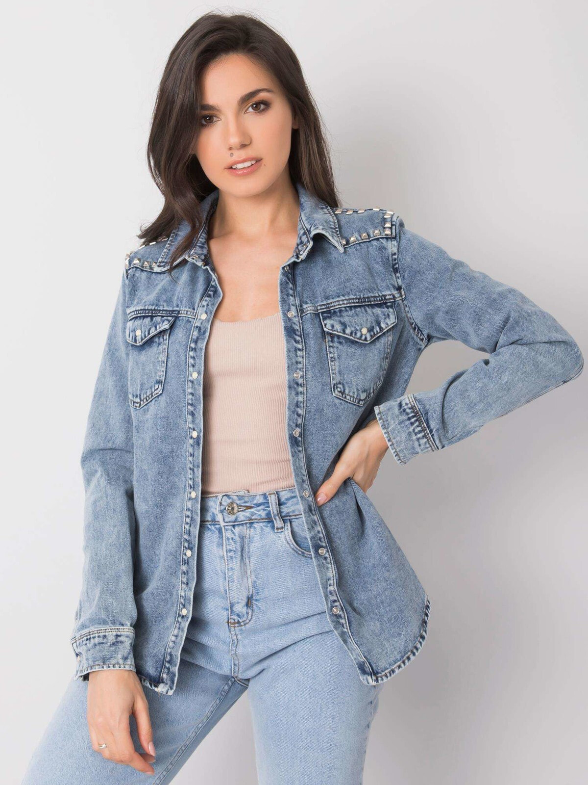 Женская удлиненная синяя джинсовая куртка Factory Price