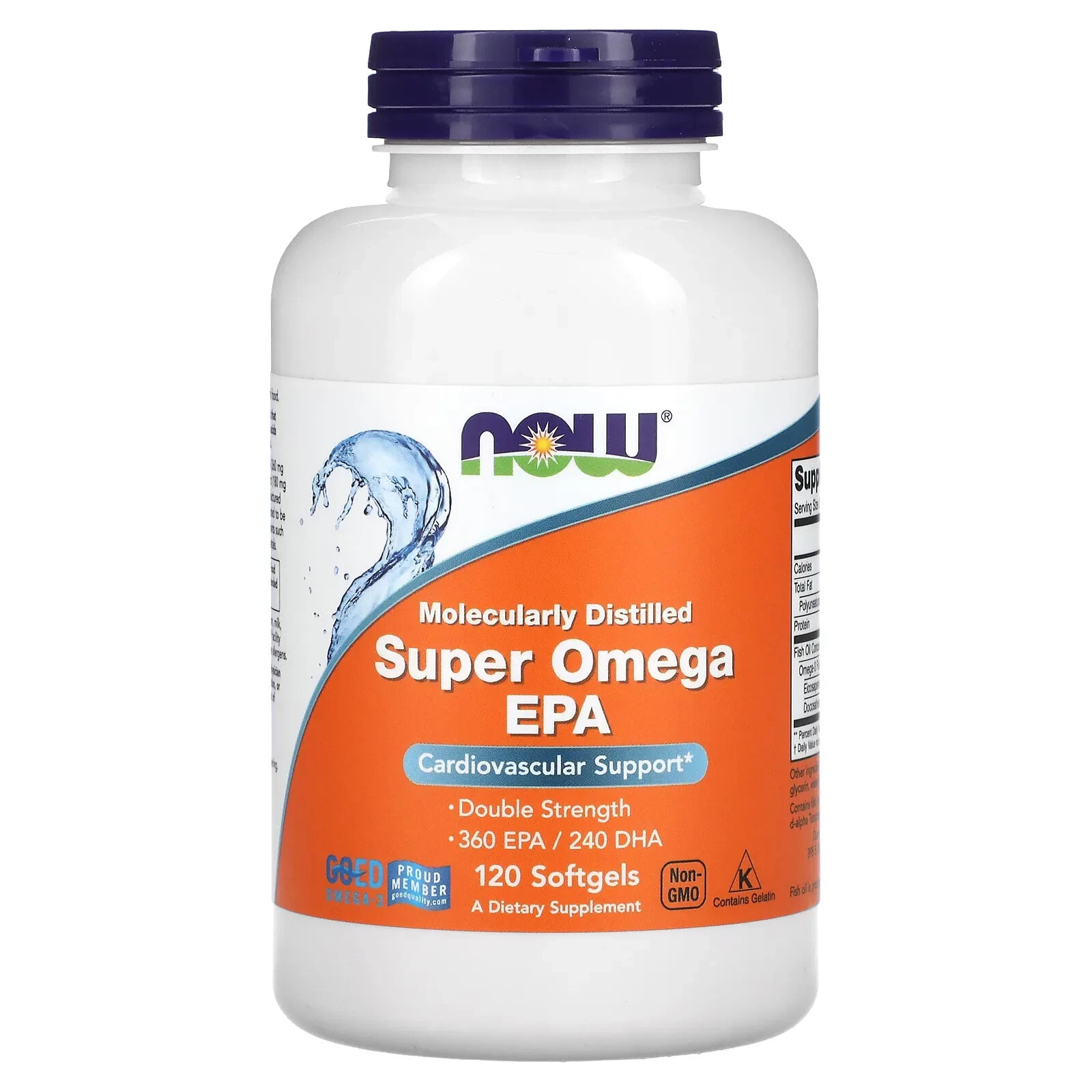 NOW Foods Super Omega EPA Супер Омега с ЕПК 360 ЭПК / 240 ДГК, для здоровья сердечно-сосудистой системы 240 гелевых капсул