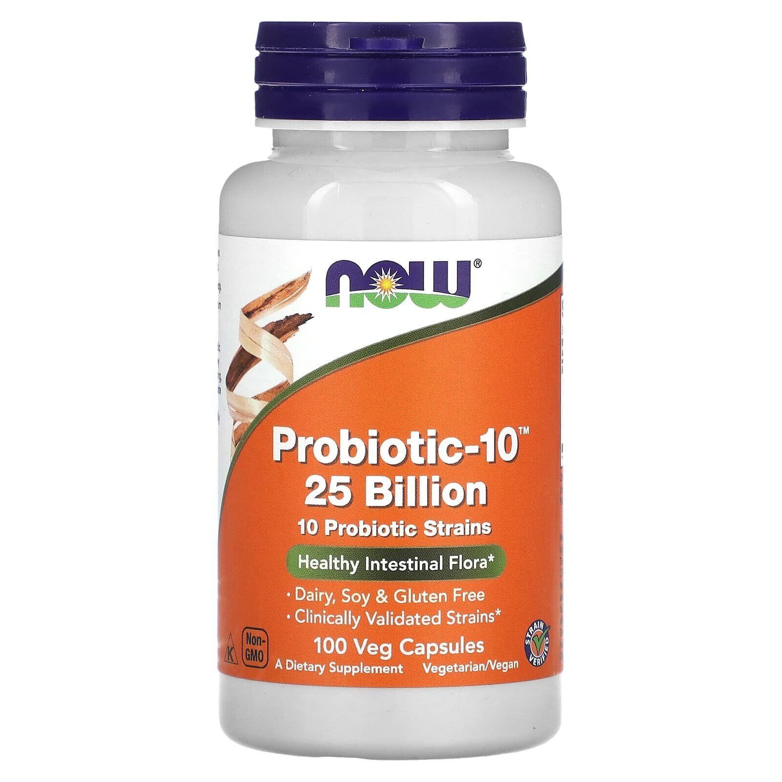 NOW Foods, пробиотик-10, 100 млрд, 60 растительных капсул
