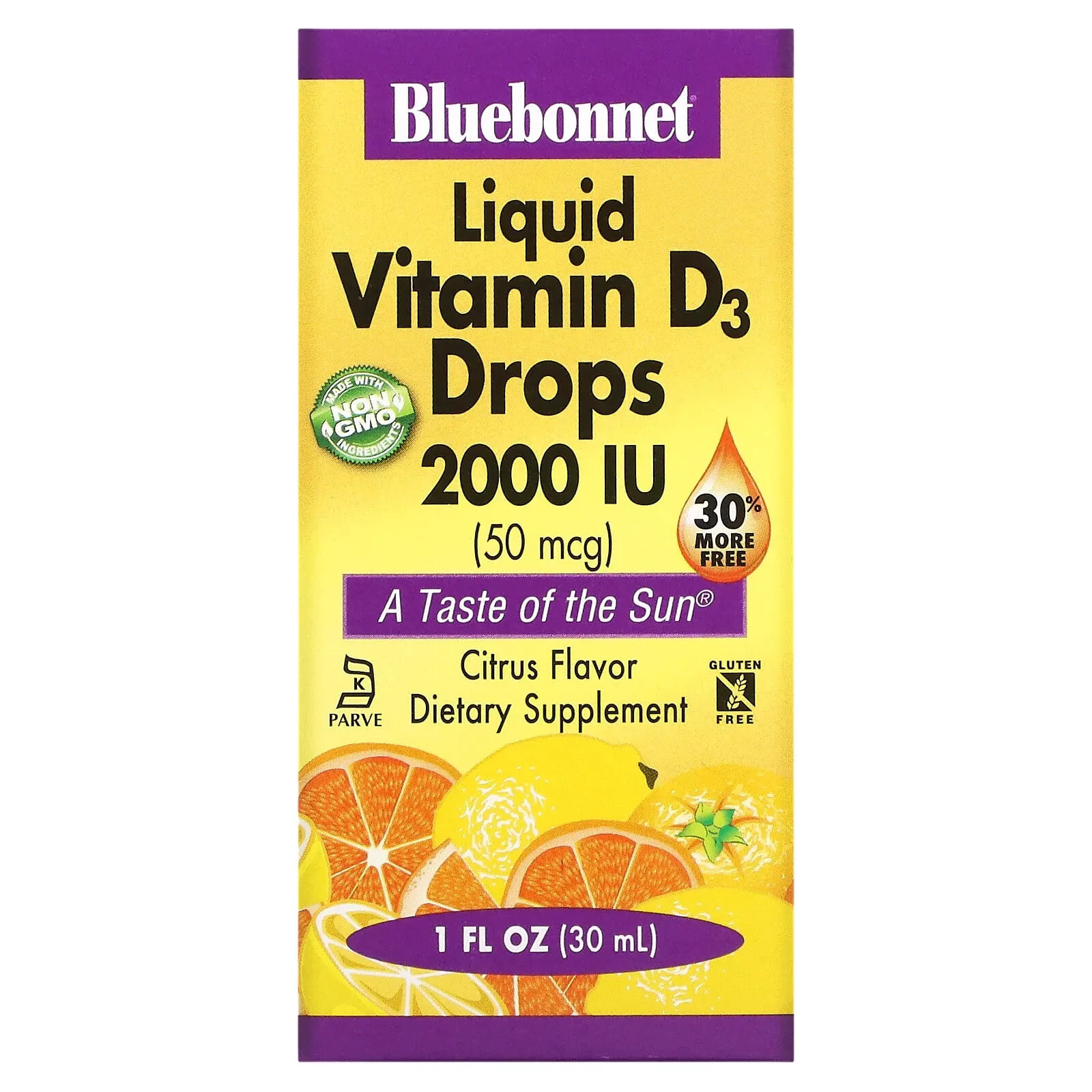 Liquid Vitamin D3 Drops, Citrus, 10 mcg (400 IU), 1 fl oz (30 ml)