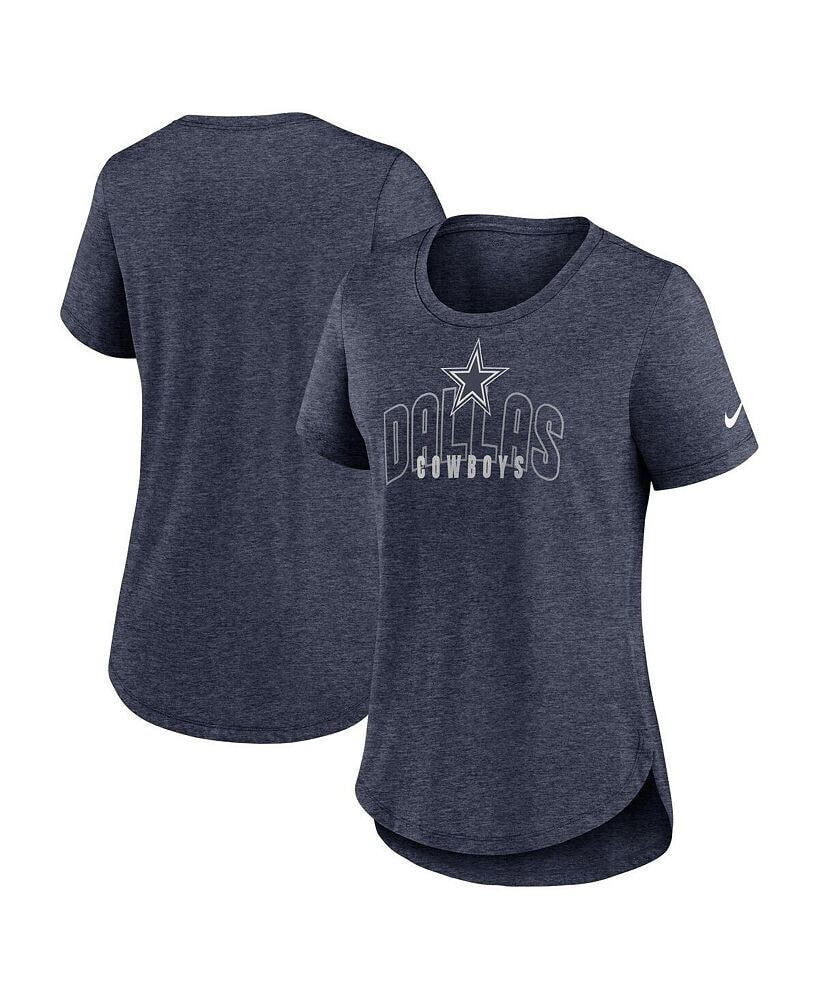 Nike women's Heather Navy Distressed Dallas Cowboys Fashion Tri-Blend T-shirt