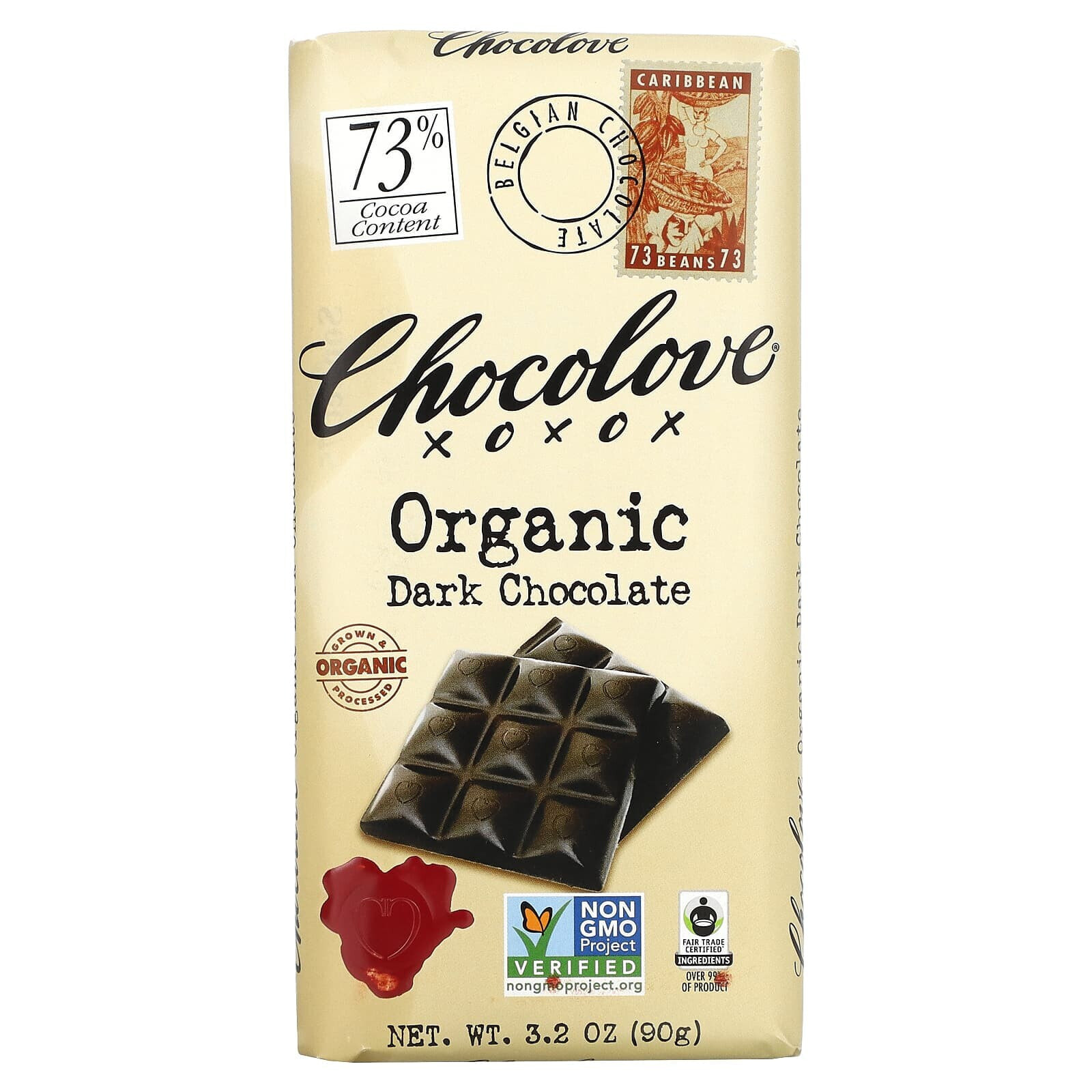 Chocolove, Органический темный шоколад, 73% какао, 90 г (3,2 унции)