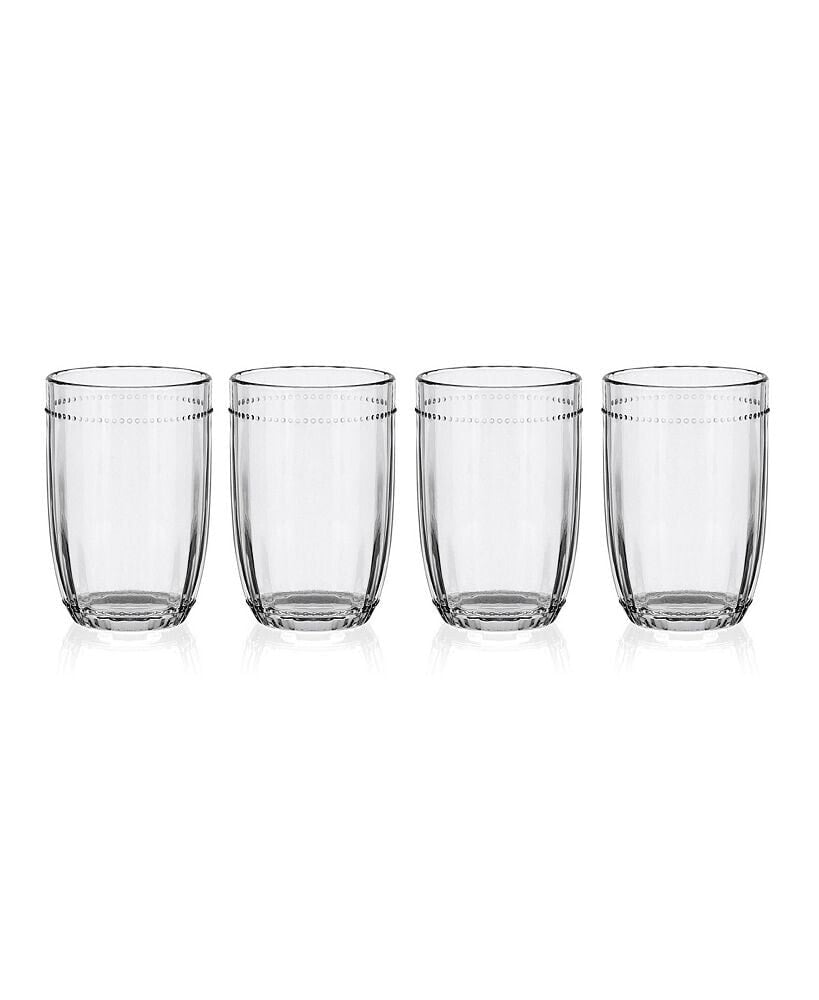 Fitz and Floyd beaded 12-oz Highballs 4-Piece Set