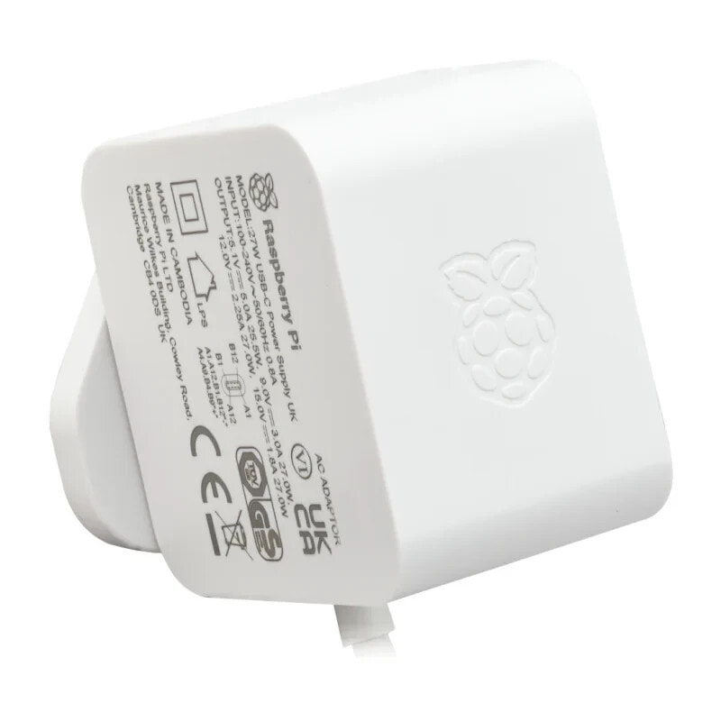 Raspberry Pi 27W USB-C Power Supply - official 5,1V / 5A PSU for Raspberry Pi 5 - white