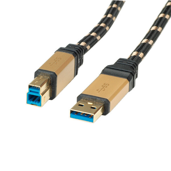 ROLINE 11.02.8900 USB кабель 0,8 m 3.2 Gen 1 (3.1 Gen 1) USB A USB B Черный, Золото
