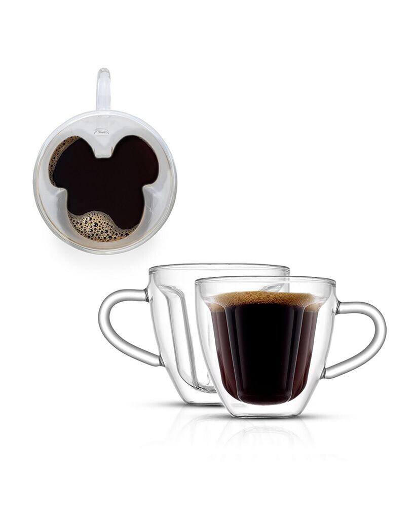 JoyJolt Mickey Mouse 3 Dimensional Espresso Cups Set, 2 Piece