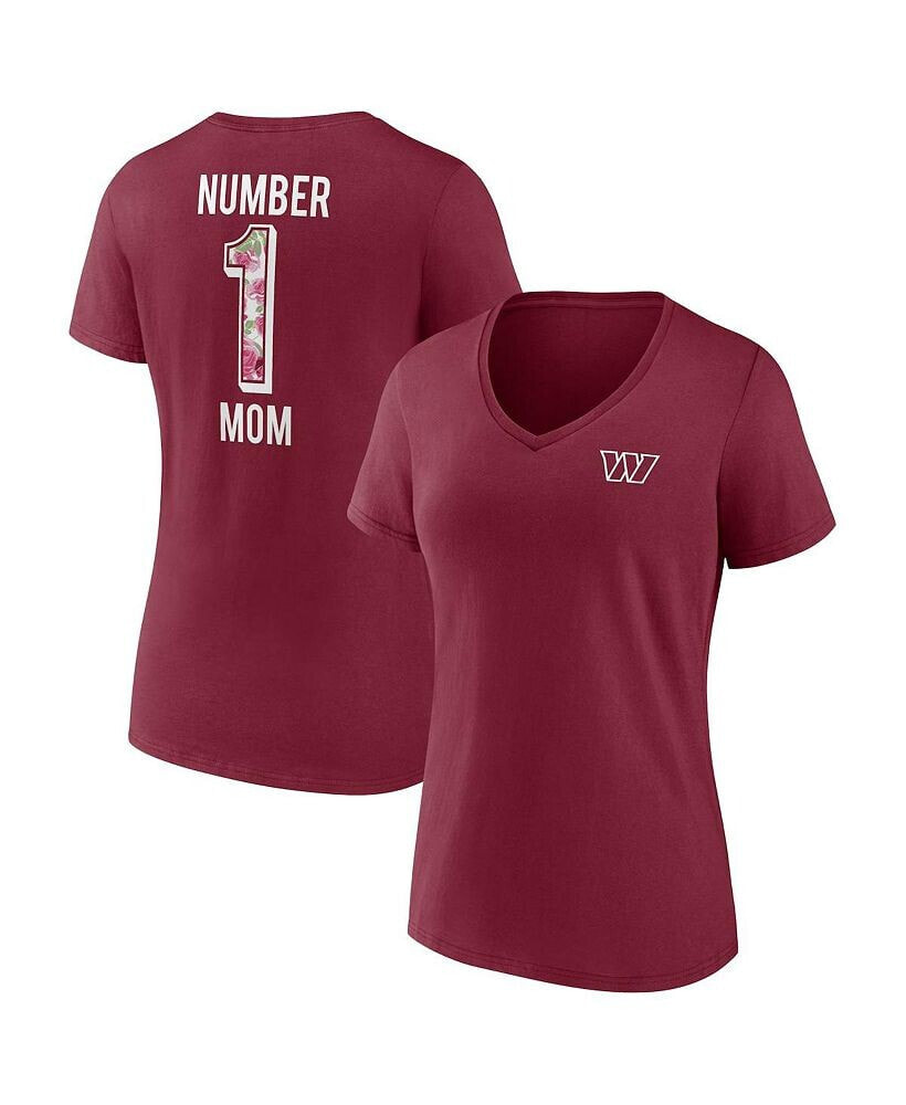 Women's Branded Burgundy Washington Commanders Team Mother's Day V-Neck T-shirt