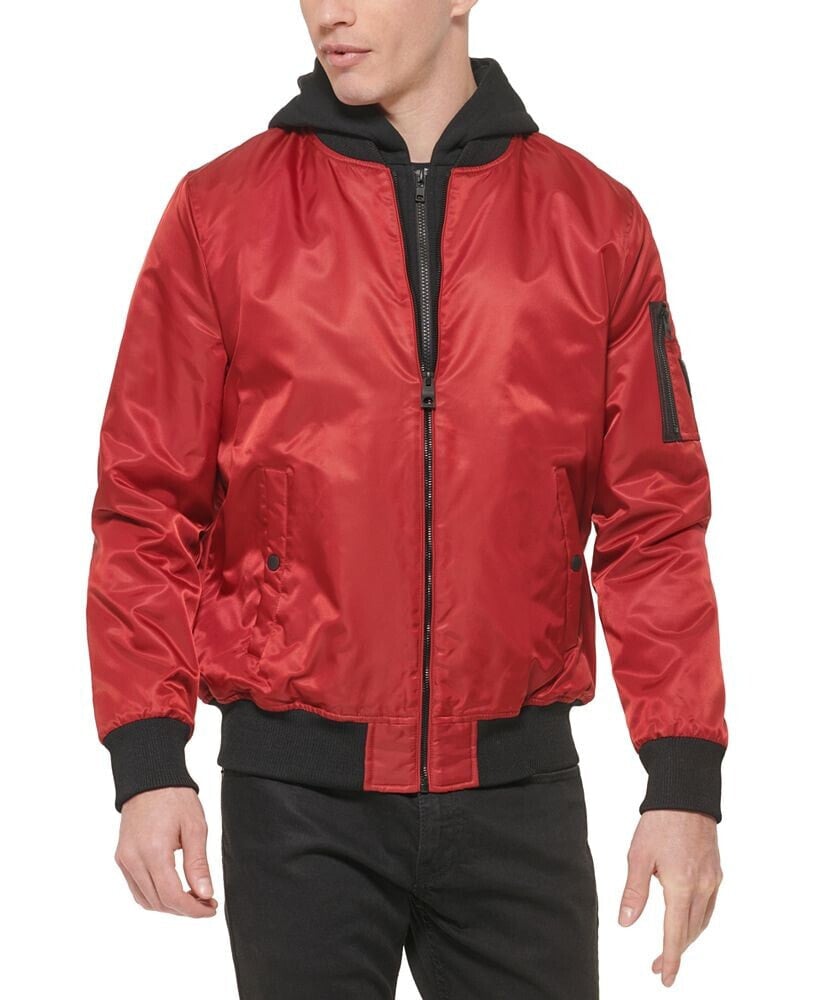 Guess men's bomber jacket with removable hooded on sale inset