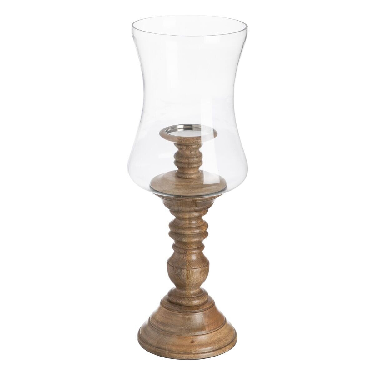 Candleholder Natural Wood Crystal 20 x 20 x 57 cm