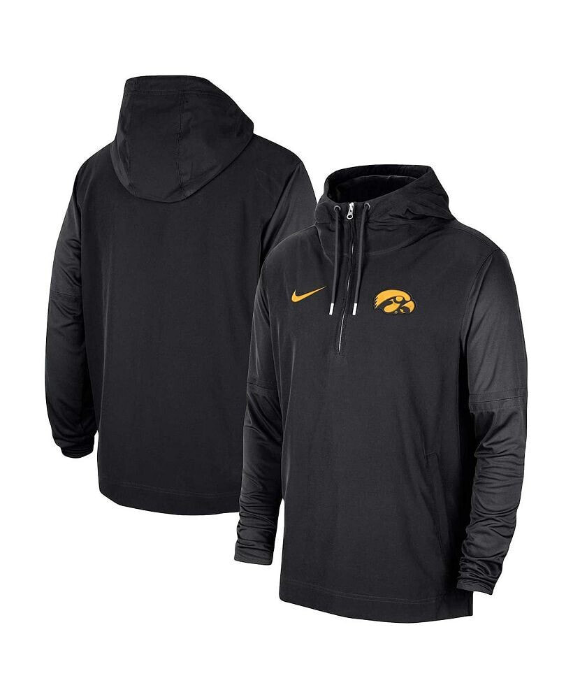 Nike men's Black Iowa Hawkeyes 2023 Coach Half-Zip Hooded Jacket