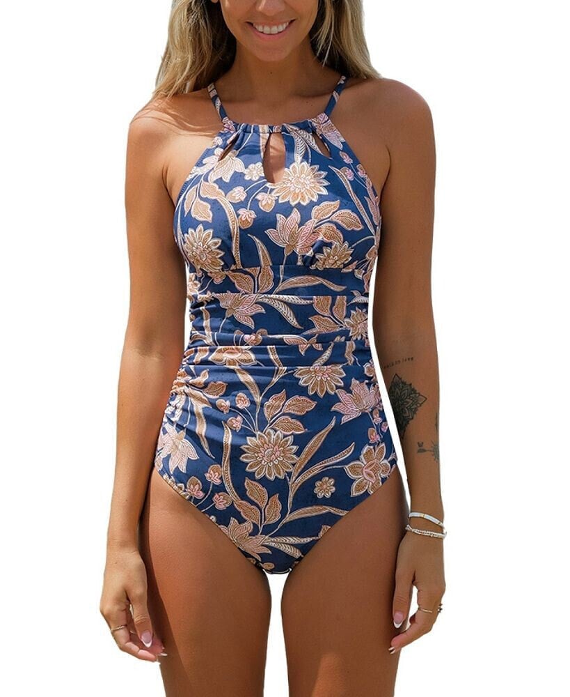 CUPSHE women's One Piece Swimsuit High Neck Cutout Tummy Control
