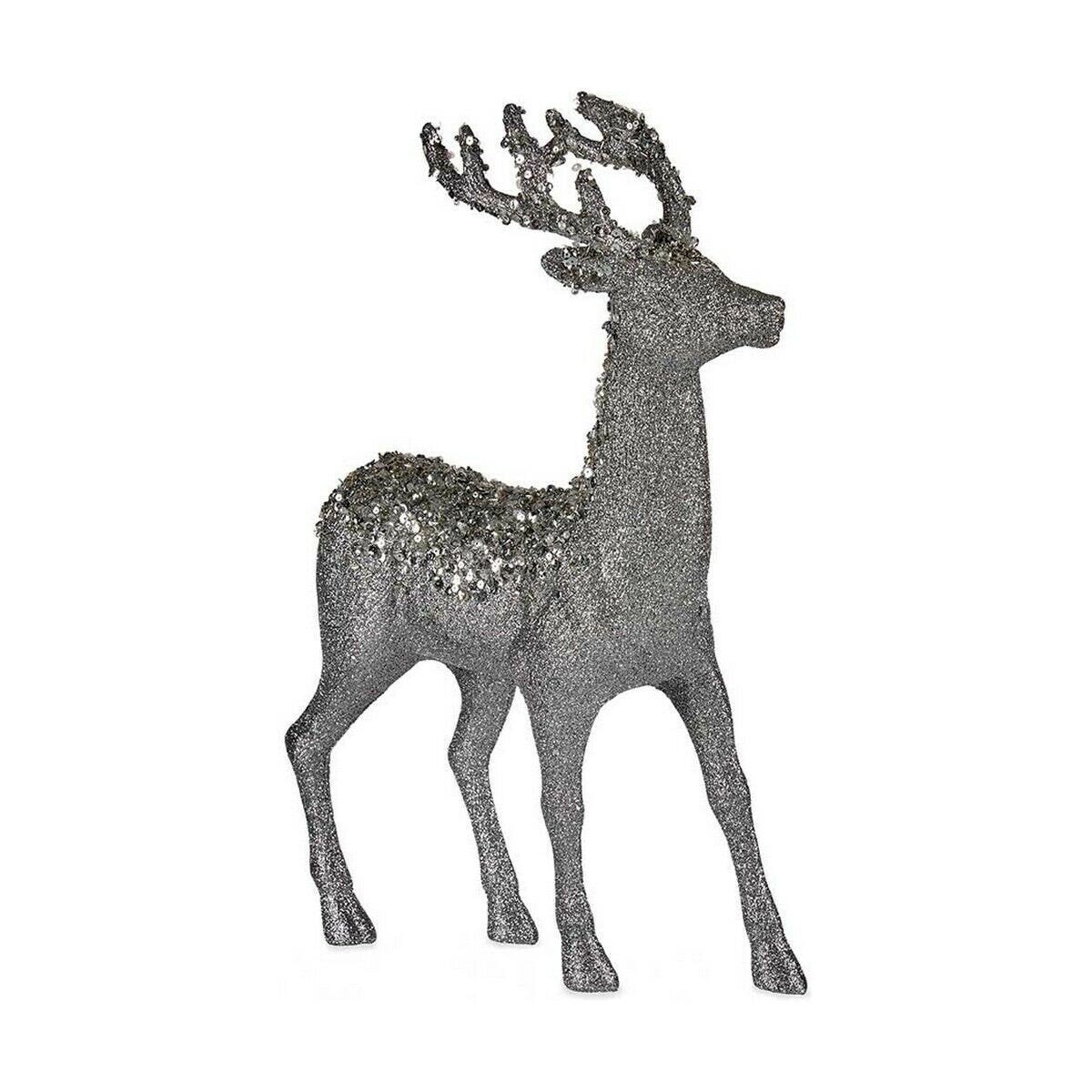 Decoration Medium Reindeer 15 x 45 x 30 cm Silver White Plastic