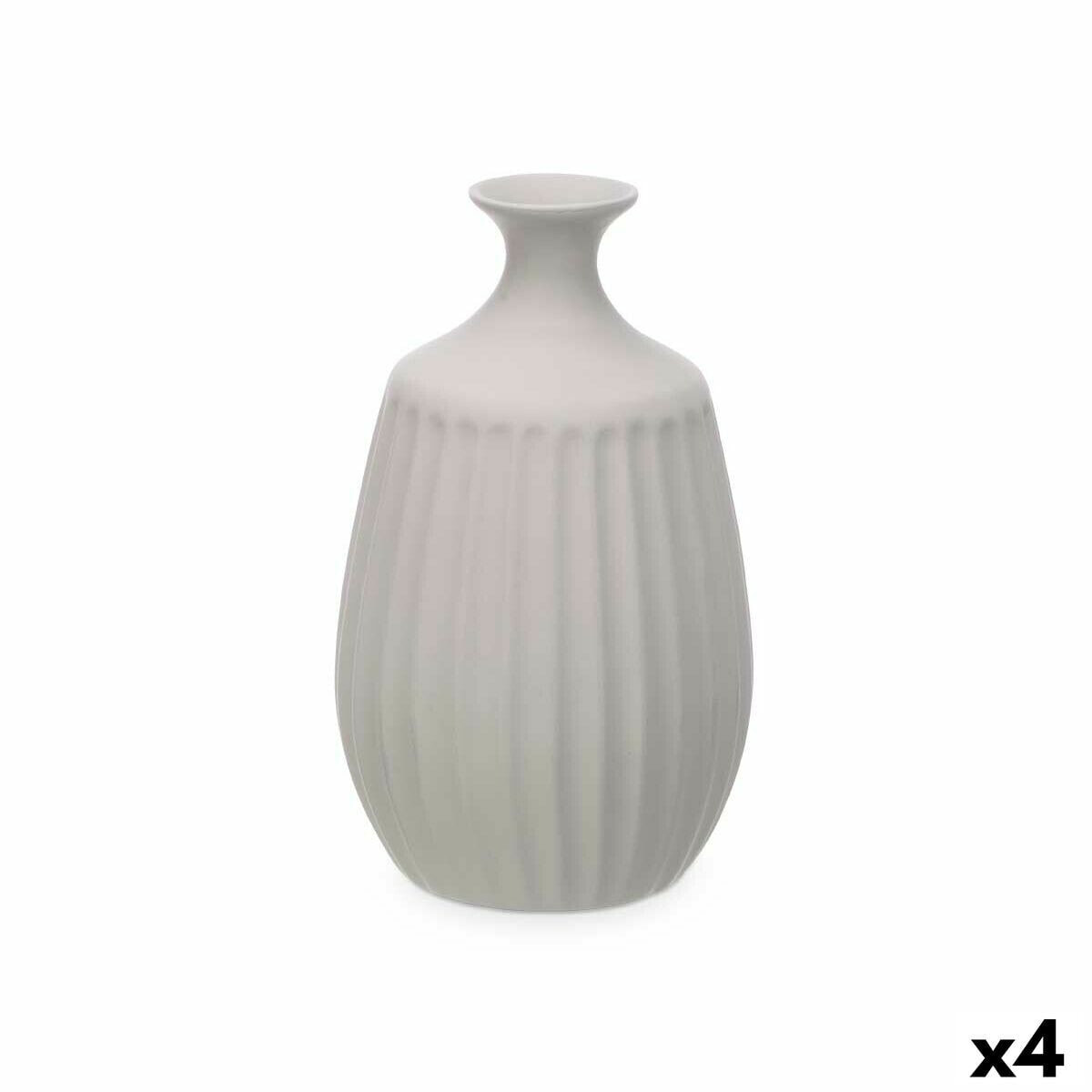 Vase Grey Ceramic 19 x 31 x 19 cm (4 Units) Stripes
