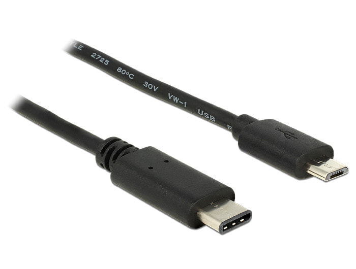 DeLOCK 0.5m, USB2.0-C/USB2.0 Micro-B USB кабель 0,5 m 2.0 Micro-USB B USB C Черный 83333