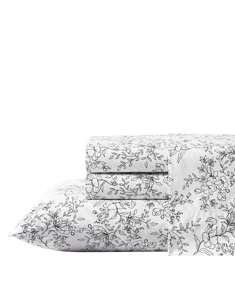 Stone Cottage 4 Piece Hawley Floral Cotton Percale Sheet Set, Full