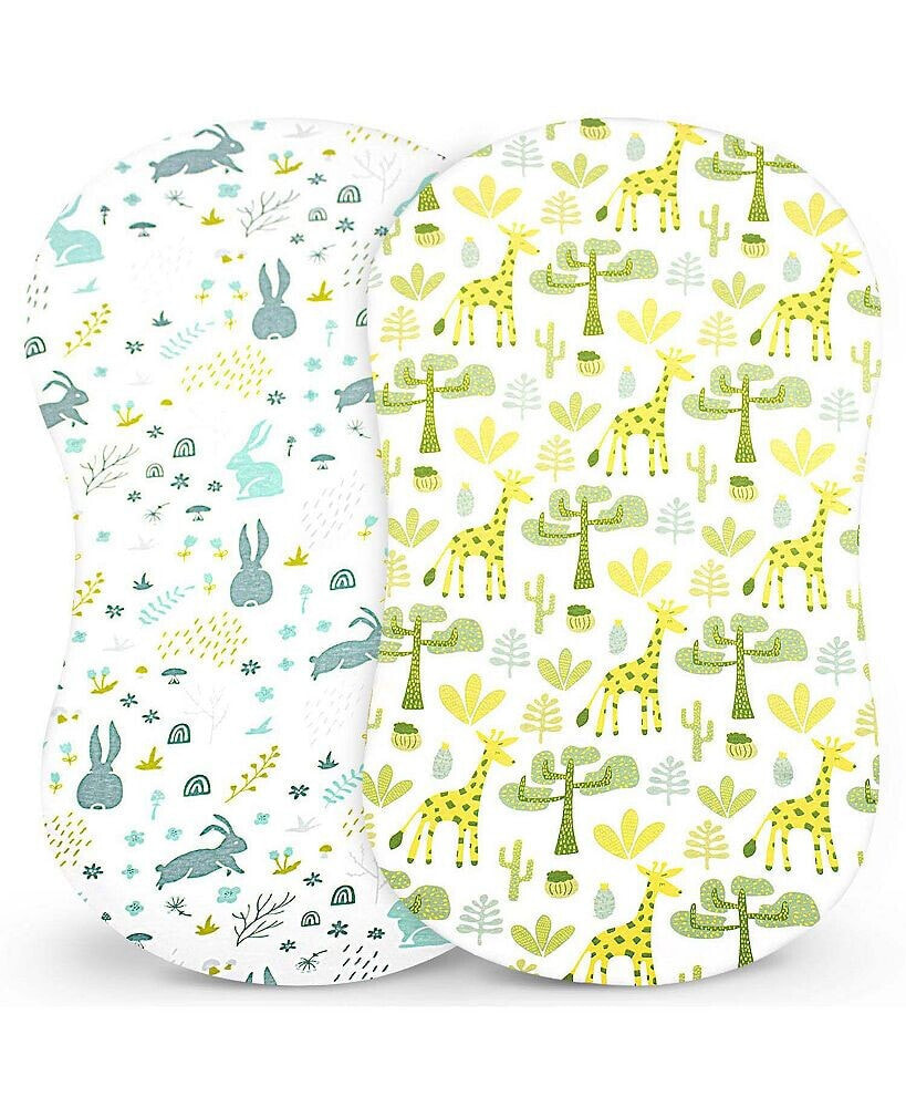 Baby Bassinet Sheet Set for Boy and Girl, 2 Pack, Universal Fitted for Oval, Hourglass & Rectangle Bassinet Mattress, Fitted Sheets.