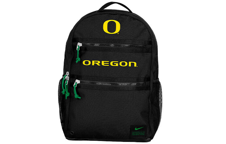 Nike 耐克 College Oregon 黄色logo 聚酯纤维 书包背包双肩包 男女同款情侣款 黑色 / Рюкзак Nike College Oregon logo A11951-1OD