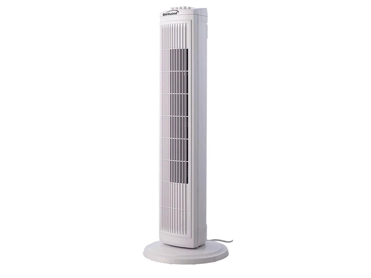 Brentwood F-30TW 3 Speed 30 Inch Oscillating Silent Operating Tower Fan, White