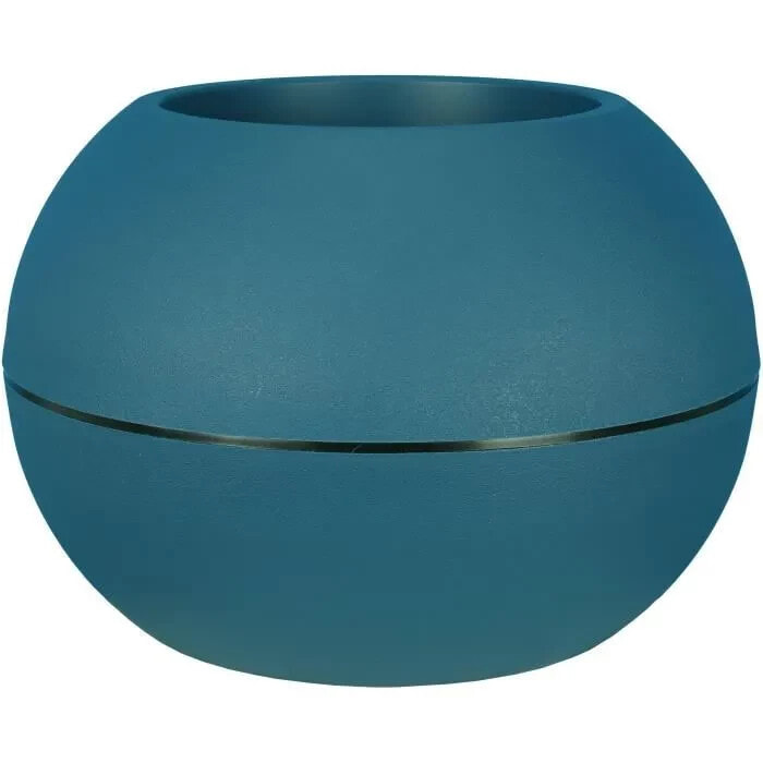 RIVIERA GRANIT BOULE runder Blumenkasten - Kunststoff - Durchmesser 50 cm - Blau