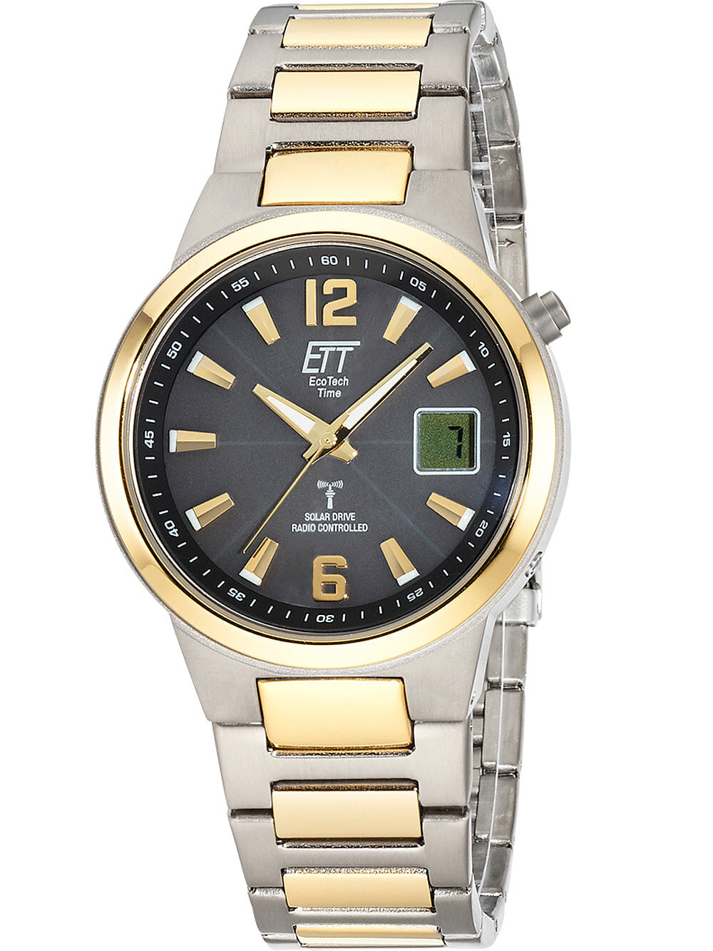Мужские наручные часы с серебряным браслетом ETT EGT-11468-21M Solar Drive radio contr. Everest II Titan 41mm 5ATM