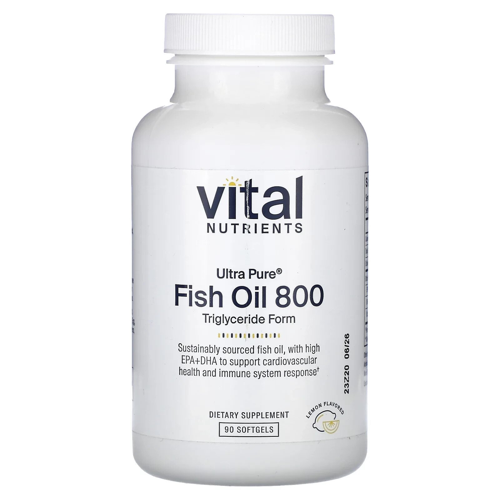 Ultra Pure Fish Oil 800, Triglyceride Form, Lemon, 90 Softgels