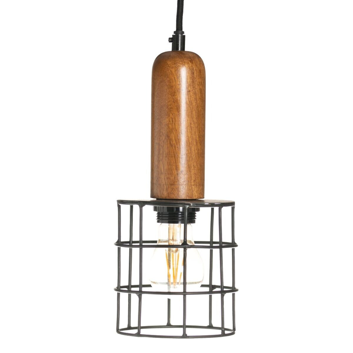 Ceiling Light 12 x 12 x 27 cm Natural Golden Wood Iron 220 V Mango wood 240 V